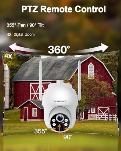 FOSSENXE 4G LTE Cellular Security Camera Includes 64GB Memory Card & SIM Card(Support Verizon/AT&T/T-Mobile), No WiFi Security Camera Solar Powered with 360° Live View, 2K Color Night Vision 5