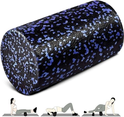 Yes4All High-Density EPP Round Back Roller Foam, Exercise Foam Roller for Yoga, & Pilates, Multiple Sizes and Colours, Blue Speckled - 12 inches