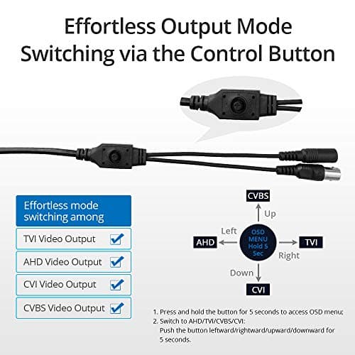 SANNCE 1080p CCTV Security Camera, Dome Surveillance Camera with 100ft Night Vision, IP66 Waterproof for 960H,720P,1080P,5MP,4K Analog Security DVR (No Power Supply and Cable, Only a Camera) 7