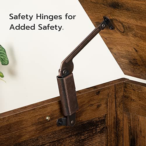 HOOBRO Storage Bench, 39.4” Retro Wooden Storage Chest with U-Shaped Cut-Out Pull, Safety Hinge, Supports 220 lb and Easy Assembly for Toy Box Organizer (Rustic Brown) BF771CW01 8