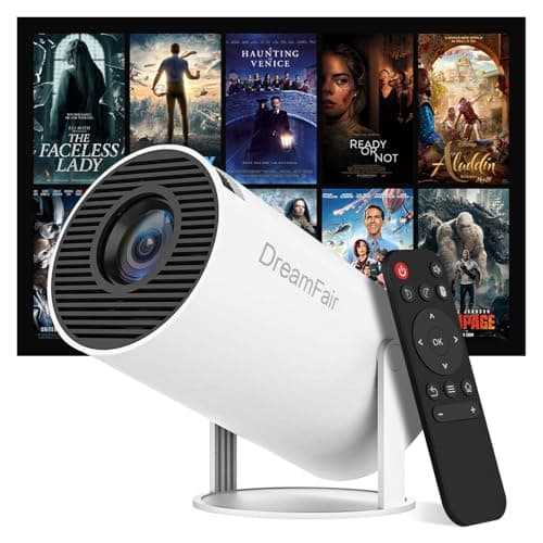 Mini Projector, Support 4K 1080P Portable Projector with Dual Band WIFI6 5G Wireless 5.2 Bluetooth, 200 ANSI Lumens, 180° Rotatable, Auto Keystone Correction,35"-130" Screen Video Projector (HY300)