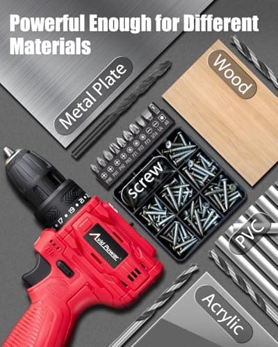 AVID POWER Brushless Power Drill Set, 2-Speed Control, 3/8-Inch Keyless Chuck & 25+1 Position, 12V Electric Drill Cordless Driver Kit with 2000mAh Battery, Charger and 22pcs Accessories 5