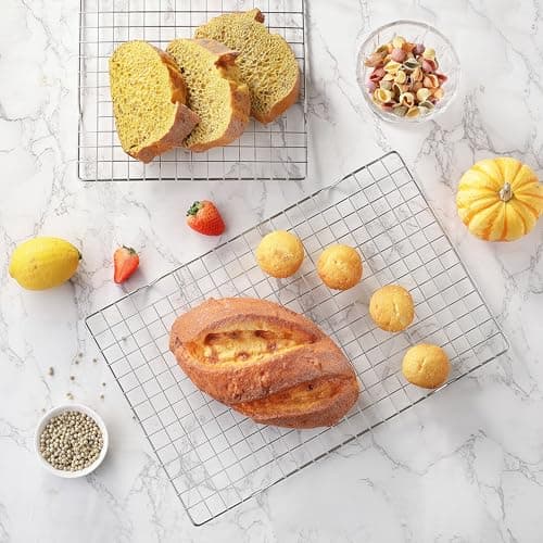 VRUIFA 2PCS Cooling Racks for Cooking and Baking, Stainless Steel Wire Rack Suitable for 10" x 15" Sheet Pan and Grilling, Roasting,Drying, Oven and Dishwasher Safe 6