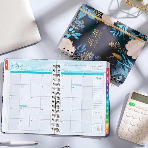 Planner 2025-2026 - Academic Planner 2025-2026, July 2025 - June 2026, Weekly & Monthly Planners, 6.4" x 8.5", Colorful Tabs, Back Pocket, Holidays, Thick Paper, Twin-Wire Binding 7