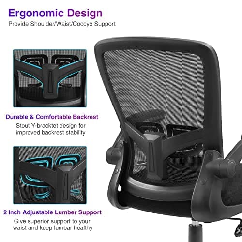 Ergonomic Desk Task Chair Clearance with Adjustable Height, Lumbar Support, High Back Mesh Computer Executive Chair with Flip up Armrests for Home Office - 300lb 9