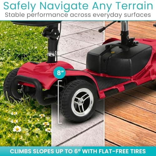 Vive 4 Wheel Mobility Scooter - Electric Powered Wheelchair Device - Compact Heavy Duty Mobile for Travel, Adults, Elderly - Long Range Power Extended Battery with Charger & Basket 6