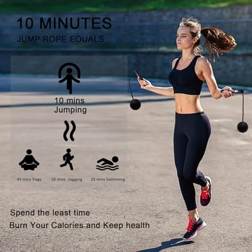 2-in-1 Weighted Jump Rope with Counter - Corded & Cordless Skipping Rope with LCD Display, Adjustable Length Steel Ball Bearings Jumping Rope for Adults Fitness, Home Gym Workout 6