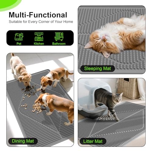 Mofason Cat Litter Mat XXL - Waterproof Kitty Litter Box mat for Floor - Extra Large Pet Trapping Litter Rug Pad - Silicone Cat Supplies & Accessories for Indoor Cats (38" x 25") -Grey 6