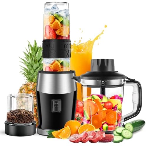 Blender and Food Processor Combo, Personal Blender for Shakes and Smoothies, Suitable for Kitchen, Home, 700W Electric Blender with Mixer Grinder/Chopper