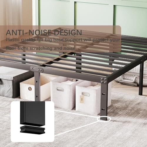 AGXI Queen Bed Frame, Metal Bed Frame 16 Inch Tall Bed Frame No Box Spring Needed, Heavy Duty Queen Platform Bed Frame with Storage Space, Sturdy Bed Frame Queen Size Non-Slip Noiseless 7