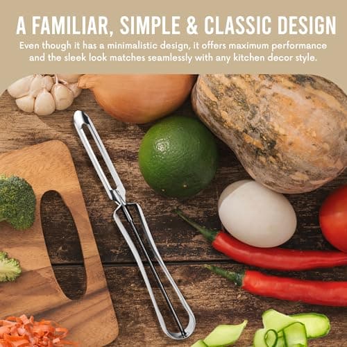 Linden Sweden Original Jonas Vegetable Peeler - Rust Resistant Silver Carrot and Potato Peeler with Ergonomic Handle for Safety and Control - Dishwasher Safe and Compact - Made In Sweden - 6.5in 5