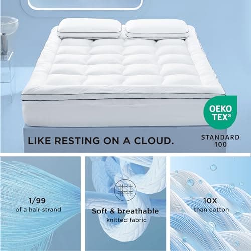 Bedsure Twin Mattress Topper, Pillow Top Mattress Protector Twin, Extra Thick Cooling Soft Quilted Bed Pad Cover, with a Deep Pocket Fitted to 8-21 Inches for Home, Bedroom, Hotel 5