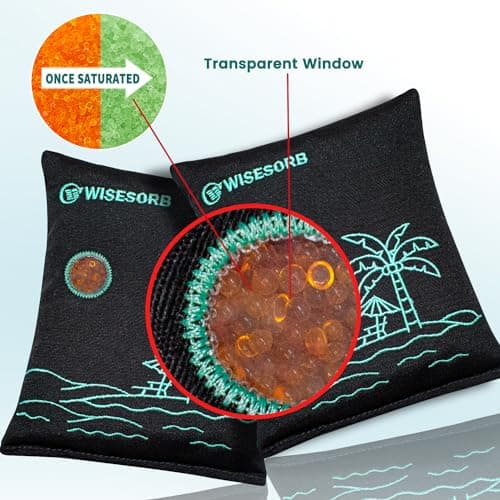 Wisesorb 500g x 2pcs Rechargeable Desiccant Packs, Reusable Car Dehumidifier, Microwave Reactivated Silica Gel Packets Moisture Absorber with Color Indicating for Safe Closet Basement Garage 8
