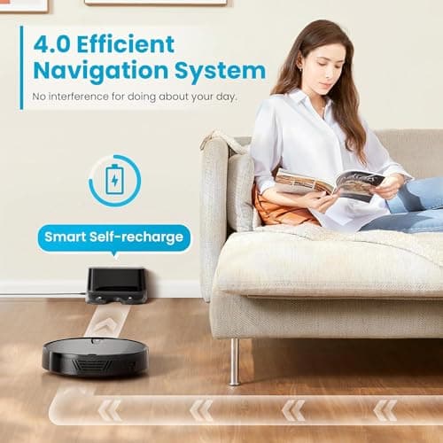 ROPVACNIC Robot Vacuum Cleaner with 3000Pa Cyclone Suction, APP/Voice/Remote Control, Automatic Self-Charging Robotic Vacuum, Scheduled Cleaning, Ideal for Pet Hair, Hard Floor, Low Carpet 5