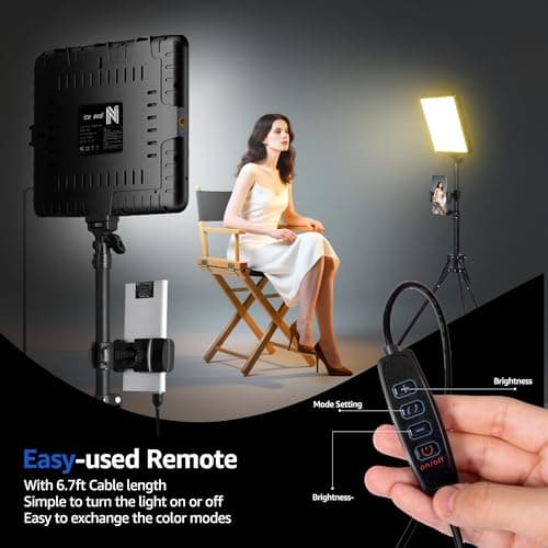 1-Pack LED Video Light Kit, NiceVeedi Photography Lighting Kit, 2800-6500K Dimmable Studio Light with Tripod Stand & Phone Holder, 73" Stream Light for Video Recording, Game Streaming, YouTube 6
