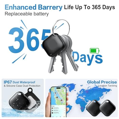 Air Tracker Tag for Android, Tags-4 Pack Luggage Tracker with 4 Case, Works via Google Find Hub App, Bluetooth Tracker Item Finder for Key, Backpack, Travel and Commute, 4 Pack, Black (NOT for iOS) 5