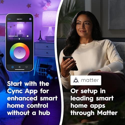 Cync GE A19 LED Smart Light Bulbs, Room Decor Aesthetic Bluetooth and WiFi Color Changing Lights, LED Indoor Light Bulb, Compatible with Alexa and Google (2 Pack) 7