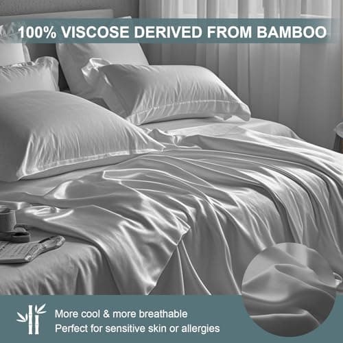 Yawfold Fitted Sheet Queen Only │ 100% Viscose Derived from Bamboo │ Fitted Sheet with Elastic Corner Straps │ Ultra Soft Luxury Breathable │ Cooling for Hot Sleepers │ 18 Inch Deep Pocket 5