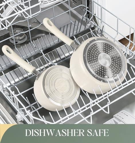 MICHELANGELO Sauce Pan With Lid, Granite Nonstick Saucepans Set, 1QT&2QT&3QT Saucepan With Lid, Multipurpose Cooking Pots, White 5