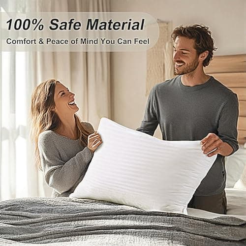 Favocama Bed Pillows Queen Size Set of 2 Hotel Collection Bed Pillow for Sleeping Queen Pillows 2 Pack for Back, Stomach or Side Sleepers Soft and Supportive Washable Pillows for Bedroom 8