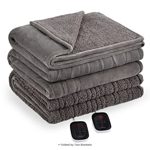 Bearhug Electric Blanket King Size 100" x 90", Dual Controller Heated Blanket, Velvet & Sherpa, 10-Heat Levels & 1-12H Auto Off, Over-Heat Protect, ETL, Machine Washable 8