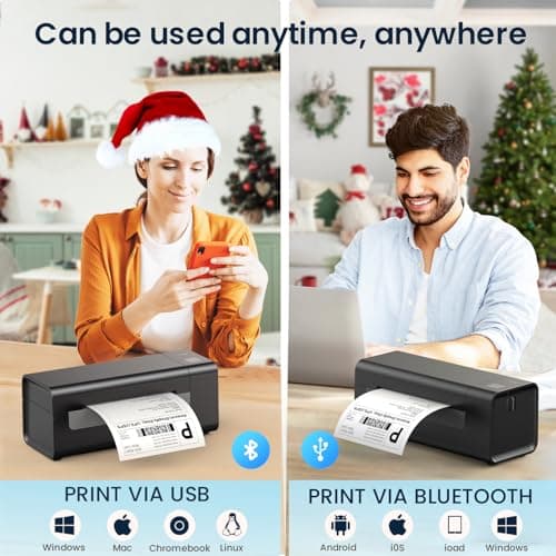 ZRHI Thermal-Shipping-Label-Printer for Small Business 4x6 Bluetooth Thermal Label Printers 300mm/s Compatible Windows Mac, Android, Desktop Print Sticker Makers Machine widely Used for Amazon,Ebay 7