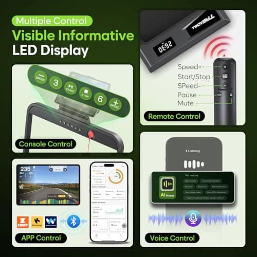 WELLFIT Walking Pad with Incline, 3HP 320 lbs Capacity Treadmills for Home, 10% Incline Treadmill with Auto Belt Alignment System, Mute Remote, APP and Console Control for Small Space 7