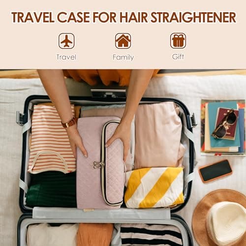 Yarwo Travel Bag Compatible with Dyson Airstrait/Corrale Hair Straightener and Attachments, Portable Flat Curling Iron Storage Case for Hot Hair Tools and Accessories, Dusty Rose (Patent Pending) 7