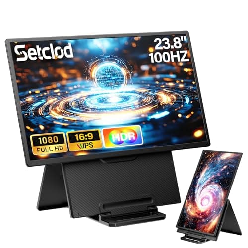 Setclod 23.8" Large Portable Monitor, 1080P FHD 100Hz Laptop Screen Extender, IPS 125% sRGB, Extra USB Hub for Office Gaming with Detachable Stand, Travel Monitor for Window, MAC, Xbox, Switch