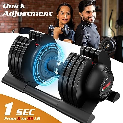 ALTLER 52LB Adjustable Dumbbell Set with Tray for Workout Strength Training Fitness, Adjustable Weight Dial Dumbbell with Anti-Slip Handle and Weight Plate for Home Exercise 4