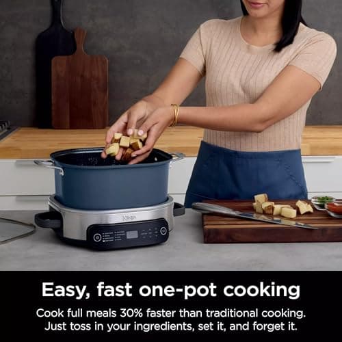 Ninja MC1101 Foodi Everyday Possible Cooker Pro, 8-in-1 Versatility, 6.5 QT, Replaces 10 Cooking Tools, Faster Cooking, Family-Sized Capacity, Adjustable Temp Control, Midnight Blue (Renewed) 5