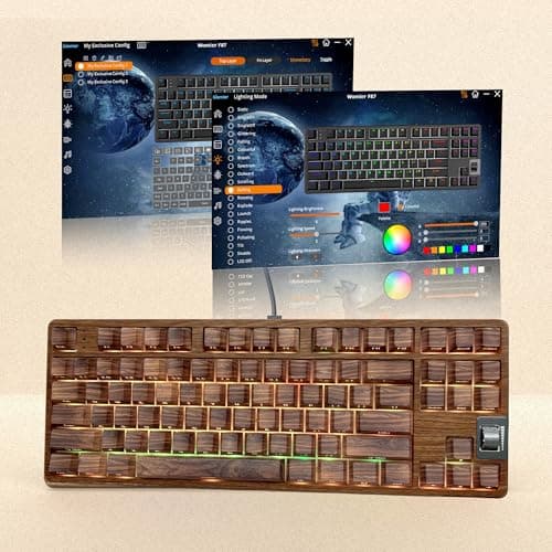Womier Retro Wired TKL Mechanical Keyboard with Volume Wheel,75% Percent RGB Backlit Gaming Keyboard,Hot Swappable with PBT keycaps,Pre-lubed Stabilizer for Mac/Win,Wood Pattern Theme 5