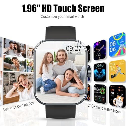 Smart Watch for Men Women, 1.96" Fitness Tracker Running Watch (Answer/Make Call), IP68 Waterproof, Pedometer, Sleep/Step/Heart Rate Monitor/Activity, 110+ Sport Modes Smartwatch for Adroid iOS Phone 6
