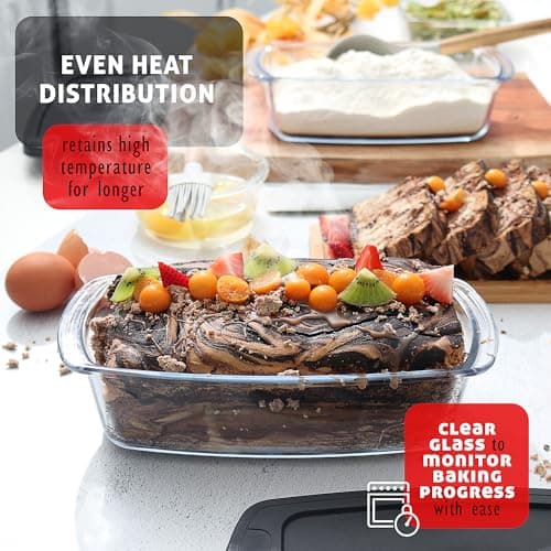 EATEX Glass Bread Pans for Homemade Bread Baking, 1.9 Qt Deep Glass Food Storage Containers with Lids, 3 Bread Loaf Pans 3 Airtight Lids 7