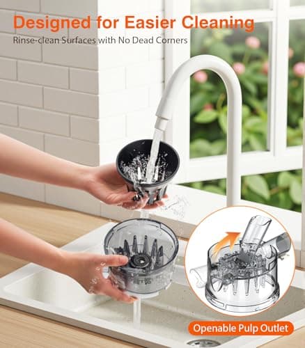 Juicer Machines, 2-in-1 Cold Press Juicer for Juice & Sorbet, suit for Vegetable and Fruit with 5-Inch Wide Chute, Powerful Masticating//High-Yield High Nutrients/Rev Mode/Easier Clean (Off-white) 6