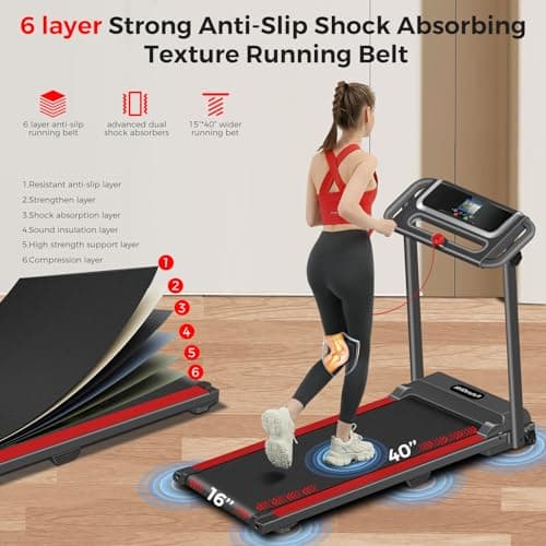 Portable Treadmill with Handle, 3.0HP Walking Pad Treadmill, Electric Compact Treadmills,Treadmills for Home Small Space with 12 Preset Programs, Walking Pad with Handle,300 LBS Capacity 6
