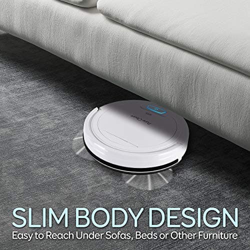 SereneLife Pure Clean Robot Vacuum Cleaner - Upgraded Lithium Battery 90 Min Run Time - Automatic Bot Self Detects Stairs Pet Hair Allergies Friendly Robotic Home Cleaning for Carpet Hardwood Floor 8