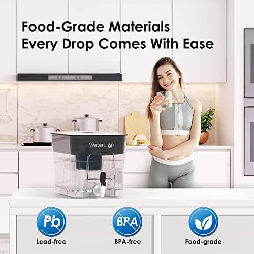 Waterdrop Alkaline Water Filter Dispenser, Large 40-Cup, Healthy, Clean & Toxin-Free Mineralized Alkaline Water, 100-Gallon, BPA Free, Black (1 Filter Included) 7