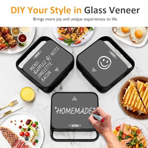 Sunvivi 3 in 1 Sandwich Maker, Electric Waffle Maker with Removable Non-stick Plates, 850W Panini Press Grill with Glass Top, Cool Touch Handle & Easy to Clean 7