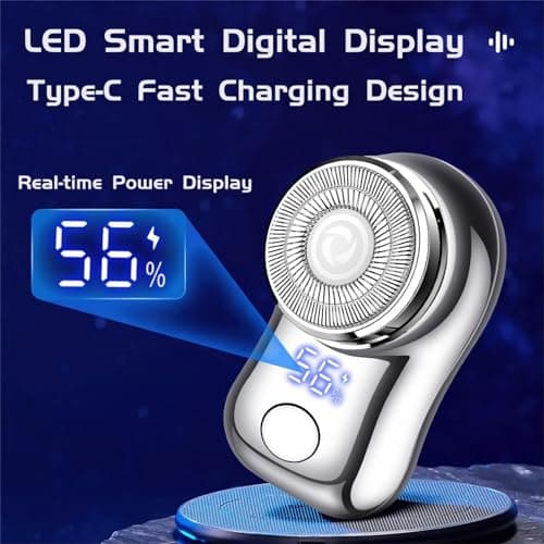 Mini Electric Shaver, Portable Powerful Storm Razor for Men Women, USB C Rechargeable, Battery Power Display, Lightweight Razor for Travel Office Business Trip 5