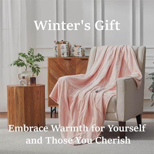 DOWNCOOL Heated Blanket, Pink Electric Blanket, Electric Throw with 1-12 Hour Timer & 10 Heat Settings, Velvet Heated Blanket with Fast Heating and Auto Shut-Off, Machine Washable(50x60 Inches) 7