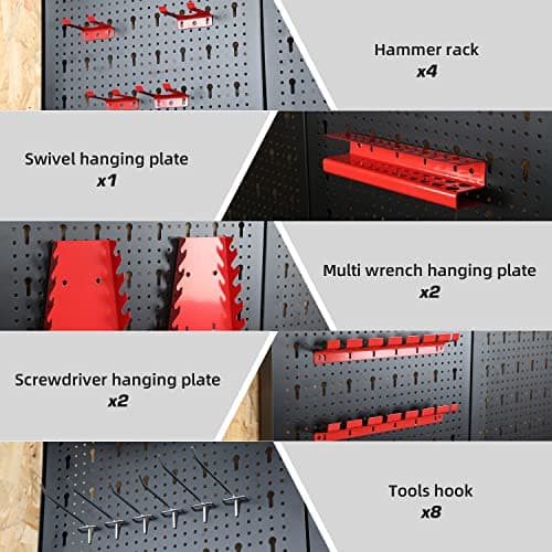 47”Workbench, Heavy-Duty Steel Tool Workbench with Pegboard Shelves, 330Lbs Multipurpose Work Benches for Garage, Home, Workshop Storage 7