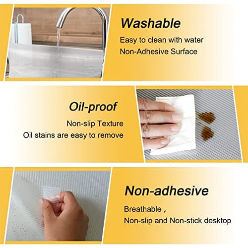 FEXIA Shelf Liners for Kitchen Cabinets, Shelf Liner, Drawer Liner, 12 Inch x 25 FT(300 Inch), Cabinet Liner Non Adhesive, Refrigerator Liners, Washable Oil-Proof Fridge Pads Shelves Drawer (Clear) 4