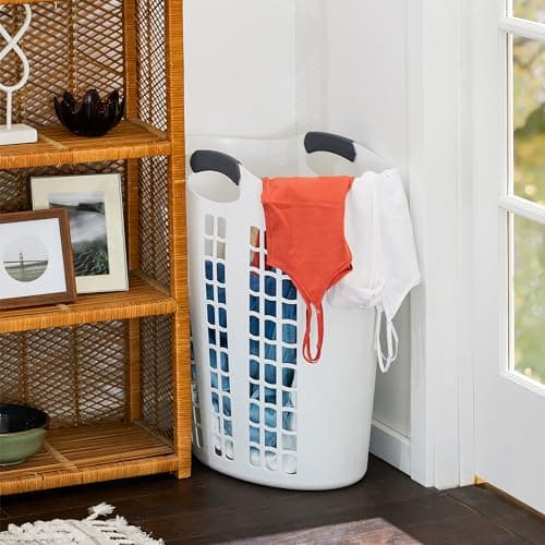 Gracious Living Laundry Basket, Easy Carry Flex Collapsible Hamper, 87.5 Liters, White - Large Plastic Clothes Storage Organizer for Home, Bathroom, and Bedroom 7