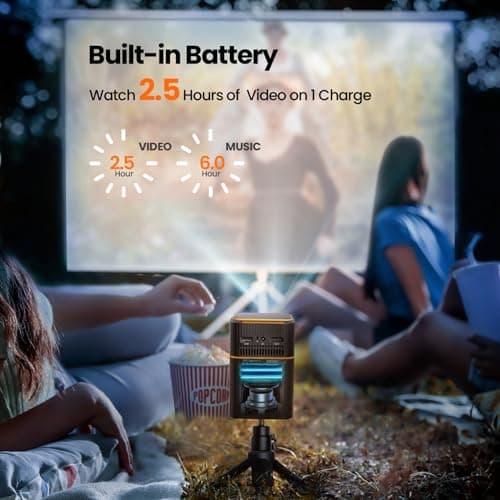FATORK Mini Projector, 5G WiFi 6 Bluetooth Short Throw Projector, HD 1080P DLP Portable Projector with Rechargeable Battery, 1G Memory, Support Phone Laptop, Compatible with iOS/Android/HDMI/USB 7