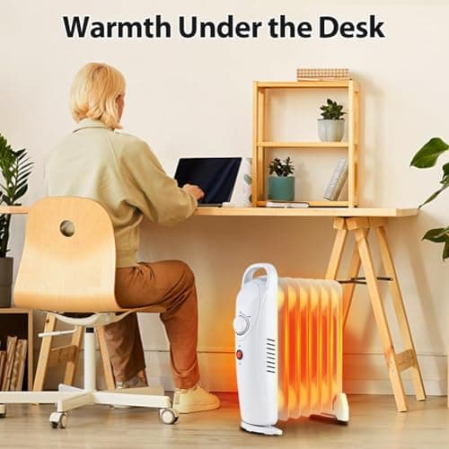 LifePlus Small Oil Filled Heater, Portable Radiant Space Heater with Energy Saving, Overheat Safety, 700W Personal Heater Quiet Work for Small Space Bedroom, Indoor use (White) 5