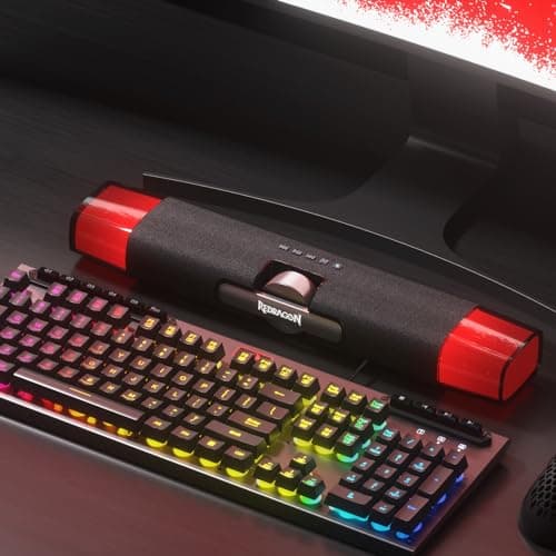 Redragon GS512 RGB Desktop Speakers, 2.0 PC Computer Stereo Soundbar w/BT 5.0/USB Mode, Max 5W x 2 Rich Sound, Crystal RGB Backlight and Easy-Access On-board Control, USB-C Powered 9