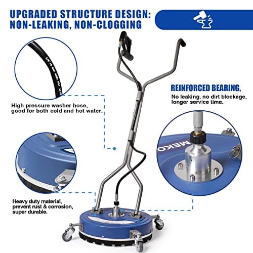 MEKOH Pressure Washer Surface Cleaner 20'', 4500PSI Power Washer Surface Cleaner Attachment with Wheels, Pressure Washer Accessory for Driveway Sidewalk Curb Deck Patio Cleaning, 3/8'' Quick-Connect 5