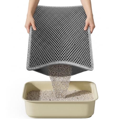 Kaxionage Cat Litter Mat, 15"X24" Small Double Layer Litter Trapping Mat, Waterproof/Urineproof, Easy to Clean Kitty Litter Mats for Floor, Scatter Control (Grey-1Pack)