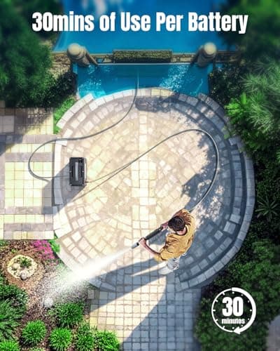 40V Cordless Pressure Washer, 2000PSI Battery Powered Pressure Washer with 2.5Ah Battery and Fast Charger, 3 Adjustable Modes, Brushless Motor, 30min Runtime for Car/Patio Cleaning (40V 2.5Ah) 4